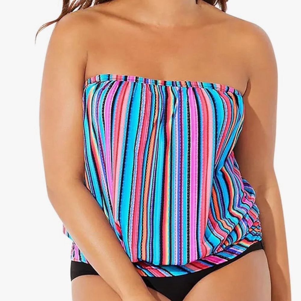 Blue XL 2-piece strapless swimsuit